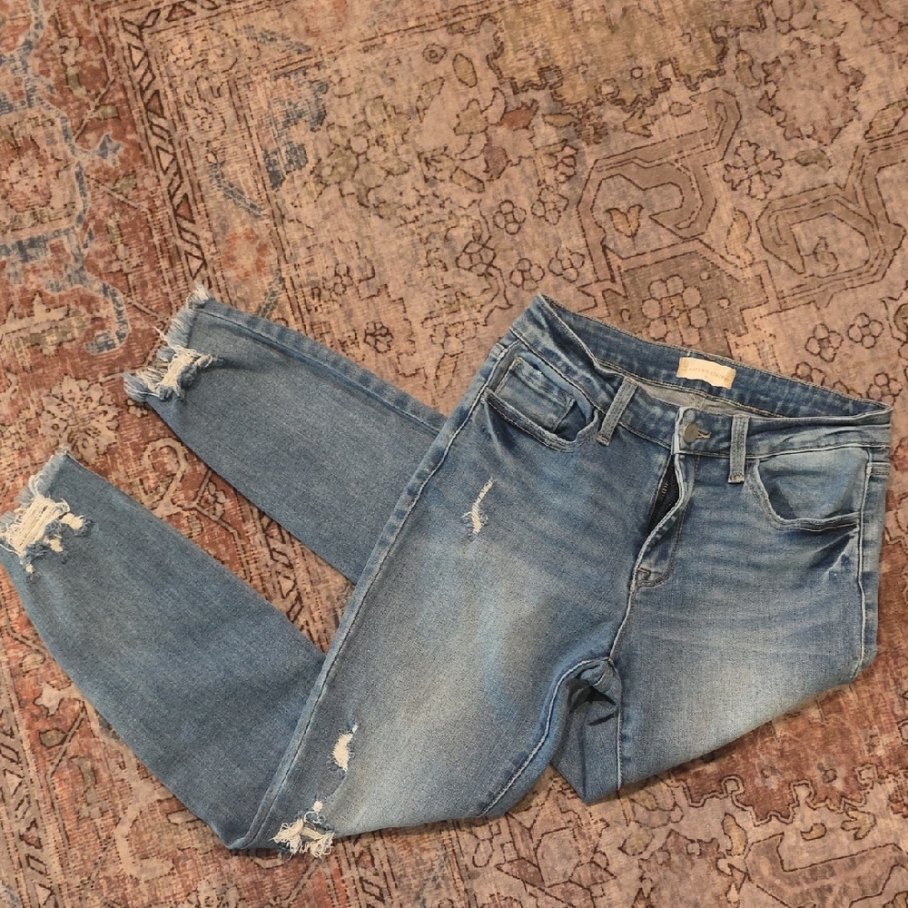 Altar'd State Cropped Distressed Blue Jeans